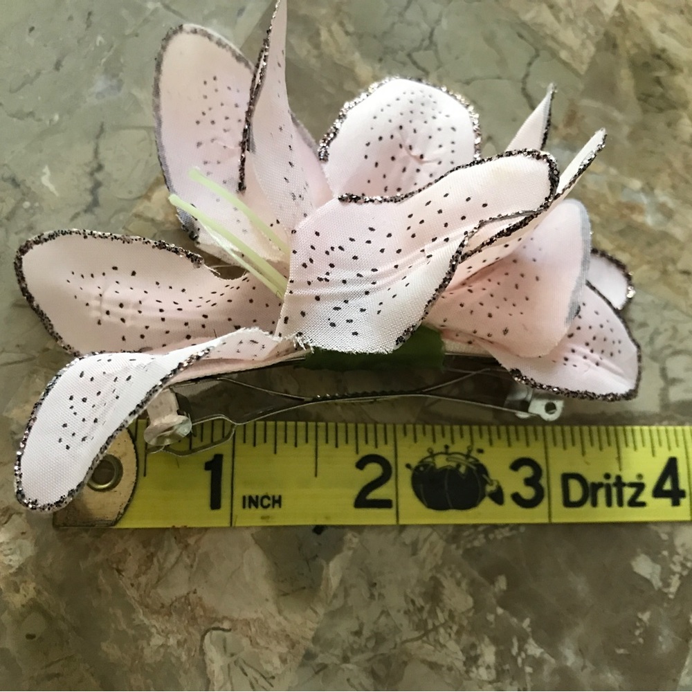š„Pink Orchids Hair Clip Barrette Pink/Greenā - Picture 9 of 11